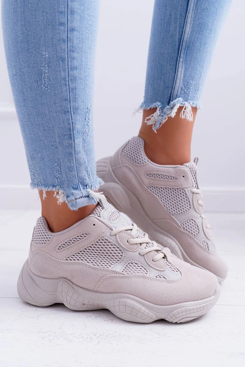 Sportowe Damskie Buty Przewiewna Tkanina Beżowe Thai