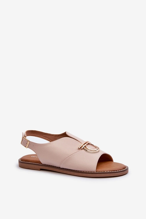 Płaskie Sandały Damskie Ze Złotą Ozdobą Vinceza 17319 Jasnoróżowe