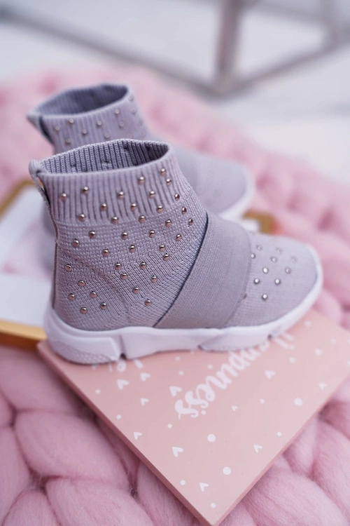 Dziecięce Młodzieżowe Obuwie Sportowe Wsuwane Szare Delma