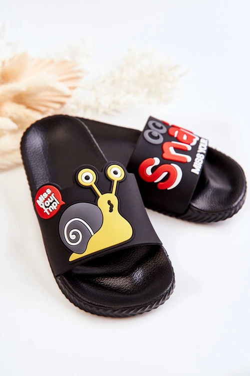 Lekkie Dziecięce Klapki Czarne Snail