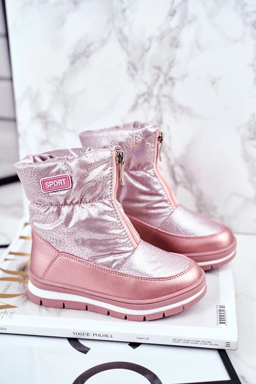 Dziecięce Śniegowce Ocieplane Wełną Różowe Bubbles