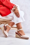 Damskie Espadryle Na Koturnie Beżowe Tamarill