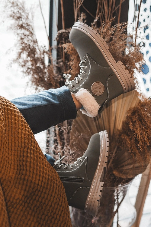 Dziecięce Trapery Botki Na Suwak z Kożuszkiem Zilelone Marialee