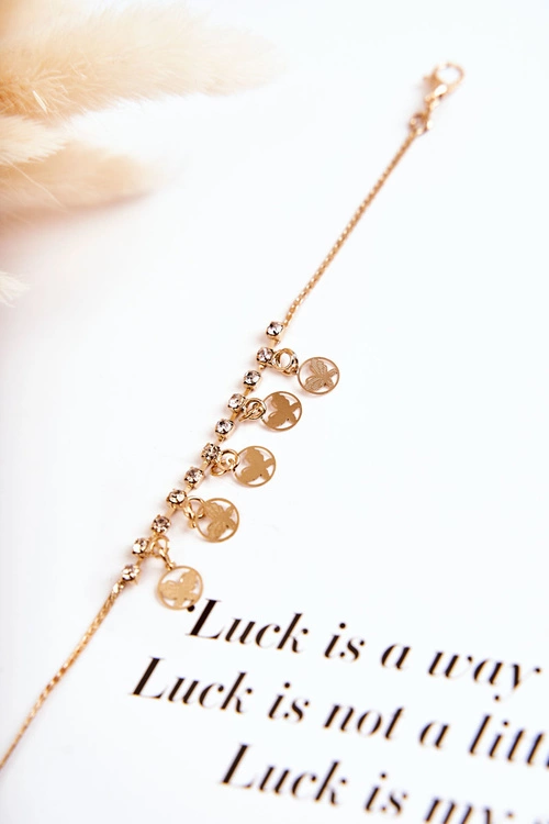 Damska Regulowana Bransoletka Z Cyrkoniami Motyle Złota