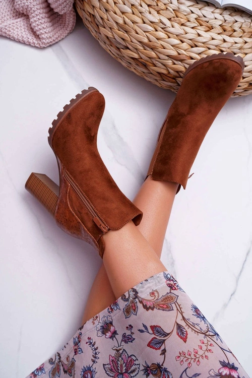 Botki Damskie Na Obcasie Camel Mondego