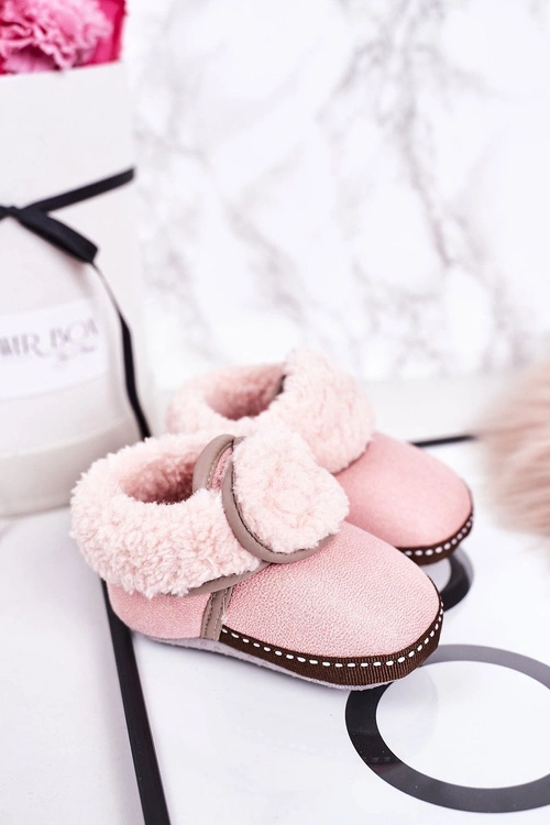Dziecięce Ocieplane Papcie Z Kożuszkiem Różowe Cloudlet