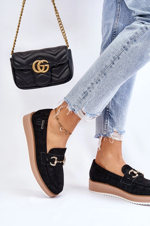 Damskie Mokasyny Na Platformie Czarne Danny