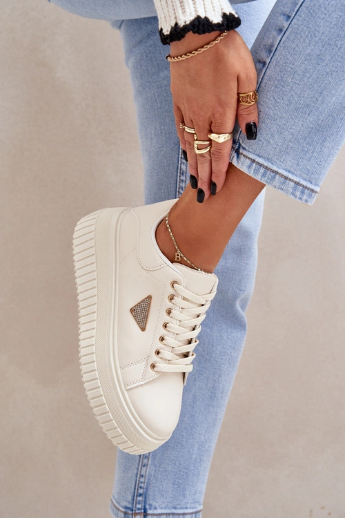 Stylowe Sneakersy Na Masywnej Platformie Jasnobeżowe Vallexia