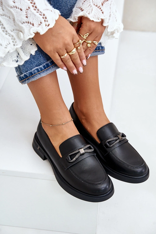 Mokasyny Damskie Ze Skóry Naturalnej Vinceza 62181 Czarne