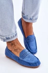 Damskie Klasyczne Zamszowe Mokasyny Niebieskie Ivana