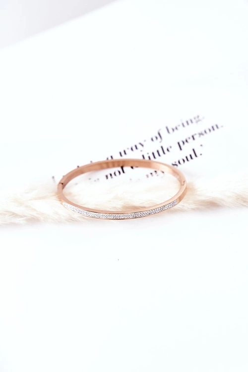 Bransoletka Stalowa Z Cyrkoniami Różowe Złoto