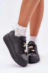 Sneakersy Damskie Z Przypinkami Czarne Grelesi