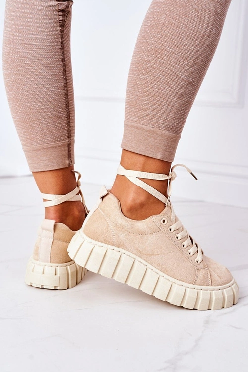Zamszowe Tenisówki Na Platformie Beżowe Whatever