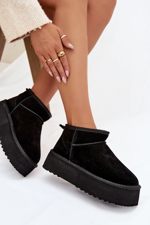 Śniegowce Damskie Z Naturalnego Zamszu Czarne Mairene