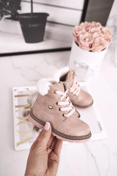 Dziecięce Ocieplane Trapery Botki Różowe Maestro