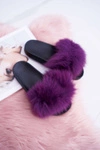 Klapki Damskie Z Futerkiem Fioletowe Mellow
