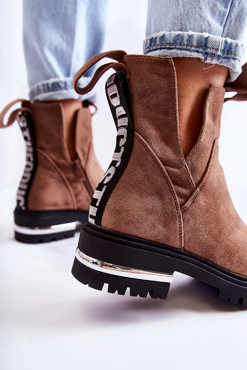 Zamszowe Botki Z Wycięciami Brązowe Elvera