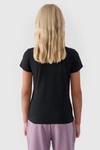 Dziewczęcy T-shirt Gładki Bawełniany Czarny 4F 4FJWMM00TTSHF1658-20S