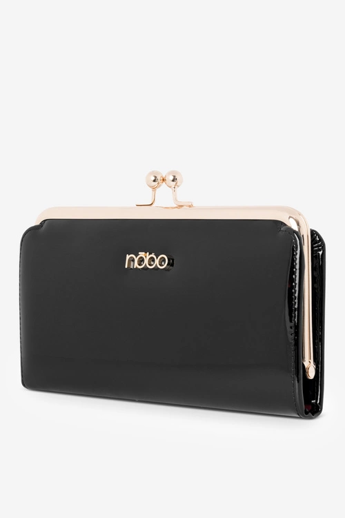 Lakierowany Duży Portfel Damski Nobo NPUR-LR0061-C020 Czarny