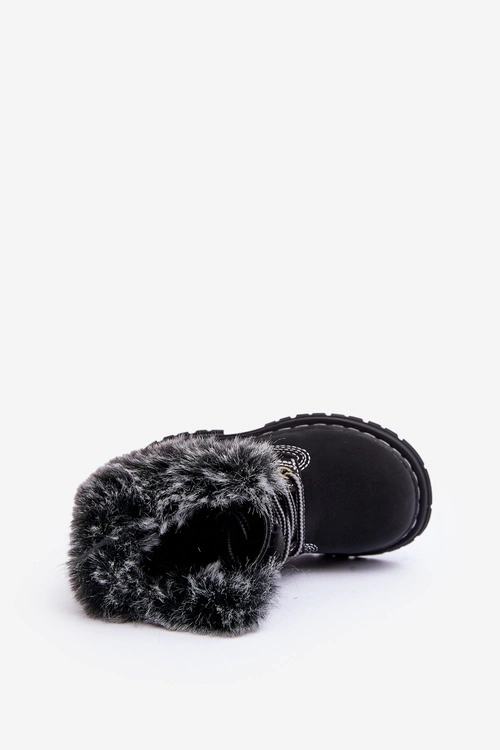 Dziecięce Trapery Botki Na Suwak z Futerkiem Czarne Gerande