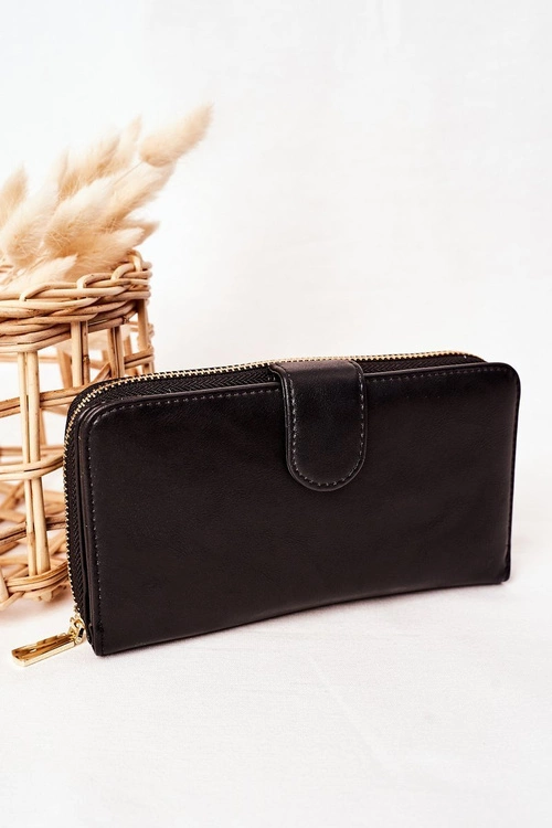 Duży Portfel Damski Z Kieszenią Czarny