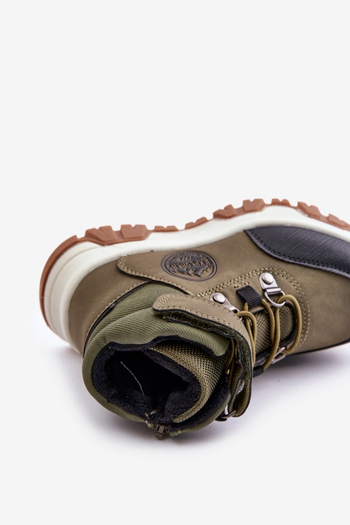 Ocieplane Dziecięce Buty Zimowe Trekkingowe Na Zamek Ciemnozielone Temisha