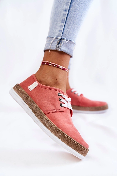 Damskie Niskie Trampki Memory Foam System Big Star KK276006 Koralowe