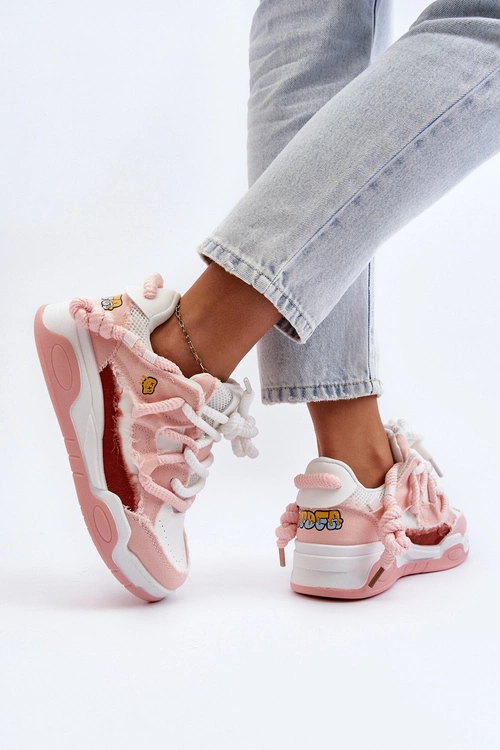 Damskie Sneakersy Z Grubym Sznurowaniem Różowe Miatora