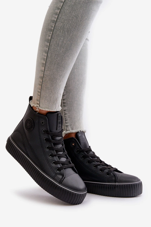 Damskie Ocieplane Trampki Z Eko Skóry Big Star OO274790 Czarne