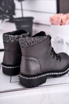 Dziecięce młodzieżowe botki z kożuszkiem szare Snowflake