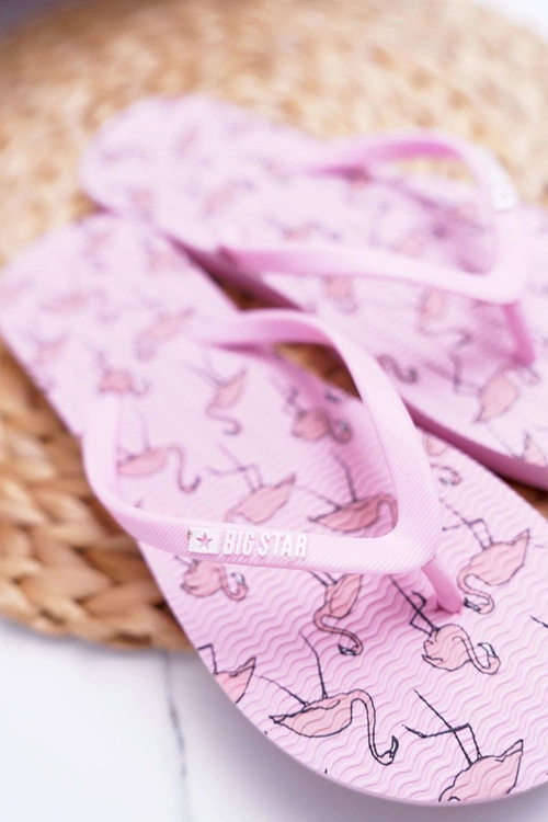 Klapki Damskie Japonki Big Star Różowe Flamingi AA274A176