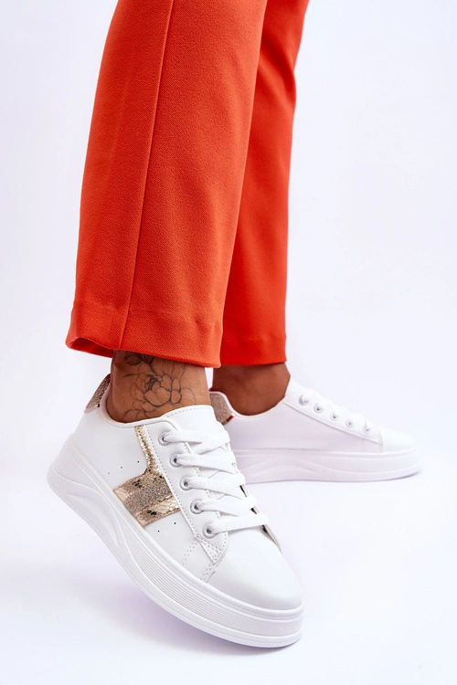 Damskie Sneakersy Biało-Złote Diahna