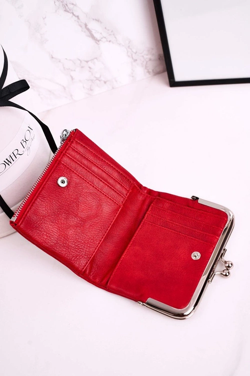 Mały Portfel Damski Zapinany na Bigiel Czerwony