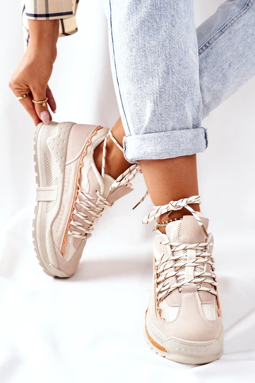 Damskie Sportowe Buty Sneakersy Beżowe Aland