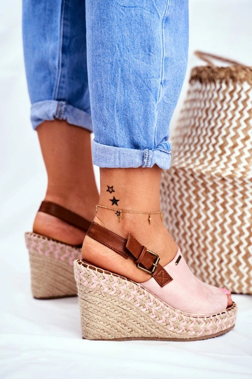 Sandały Damskie Na Koturnie Big Star Różowe FF274984