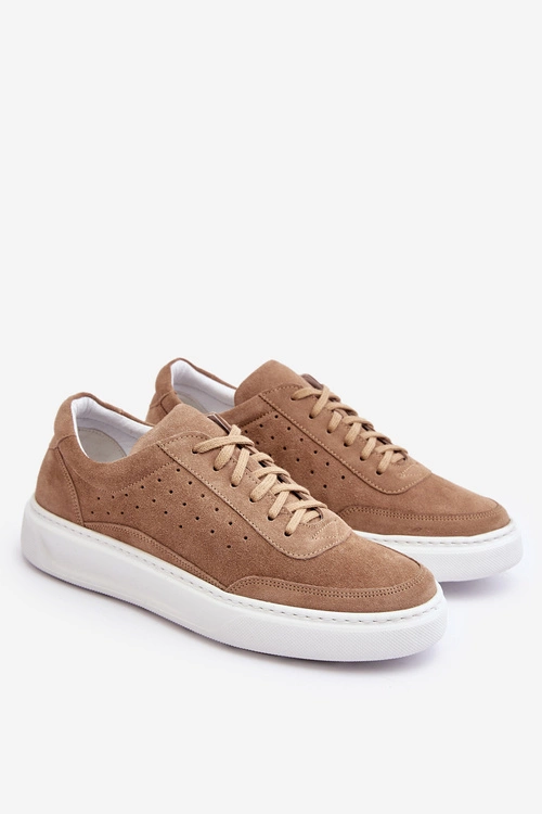 Męskie Buty Sportowe Zamszowe Zazoo 1544 Beżowe