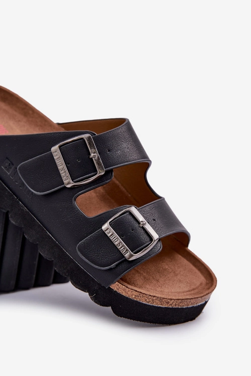 Lekkie Klapki Męskie Z Klamrami Eko Skóra Big Star NN174531 Czarne