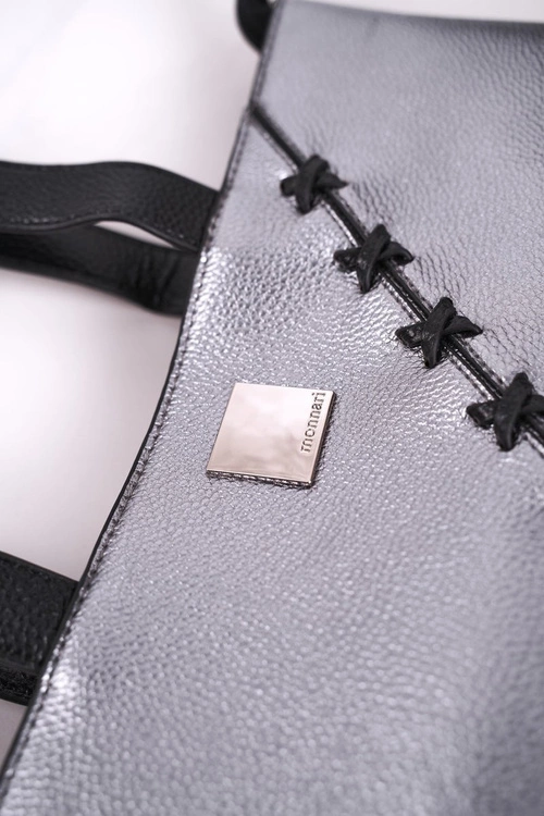 Duża Damska Torba Shopper MONNARI BAG0840-022 Srebrna