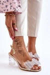 Modne Transparentne Sandały Z Kokardą Złote Ariella