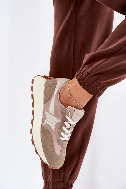 Zamszowe Buty Sportowe Damskie Na Platformie Vinceza 66720 Beżowe