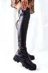 Damskie Skórzane Wsuwane Kozaki Lewski Czarne 3064