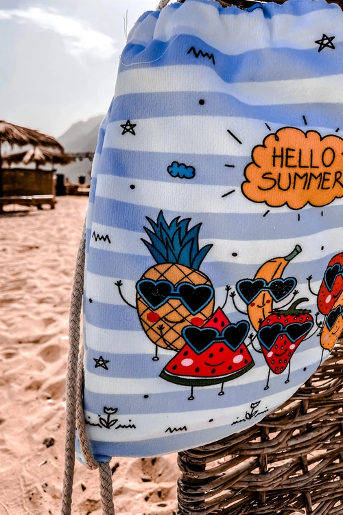 Plecak Torba Ręcznik 3w1 Paski Biało-Niebieskie