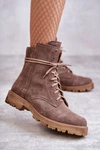 Zamszowe Botki Na Suwak Nicole 2754 Brązowe