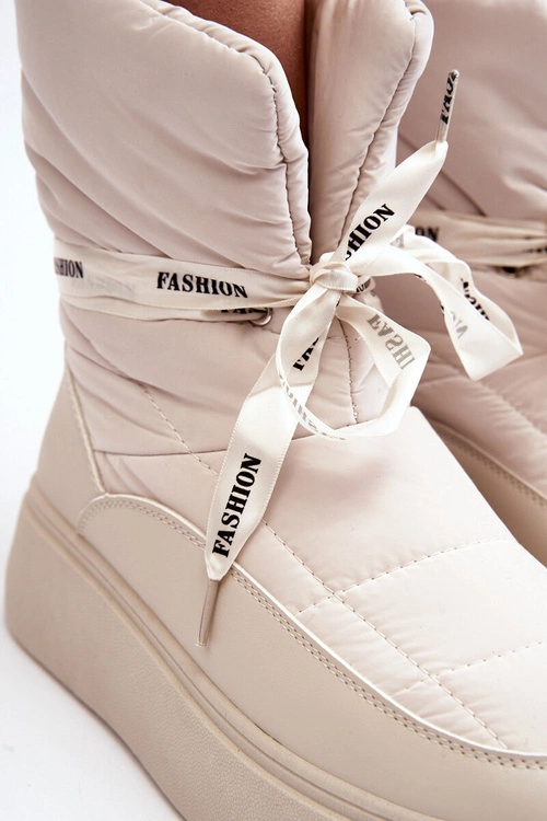 Śniegowce Damskie Z Ozdobnym Wiązaniem Jasnobeżowe Siracna