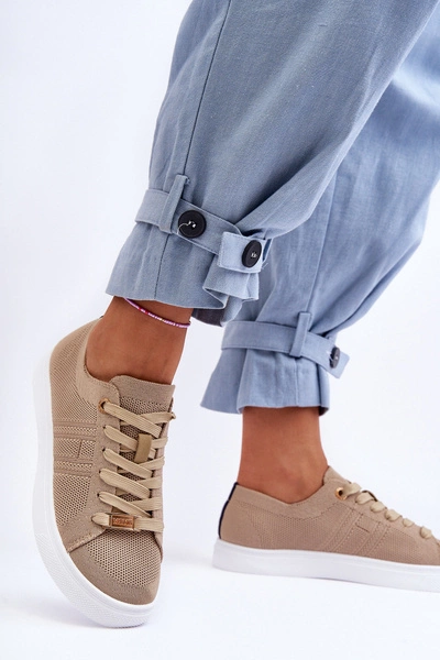 Damskie Sznurowane Trampki Beżowe Etna