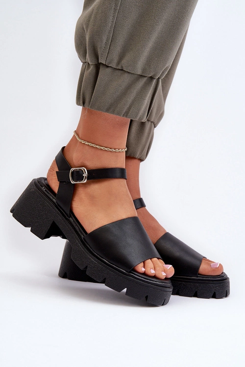 Damskie Sandały Na Masywnym Obcasie Czarne Dottiassa