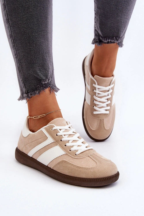 Damskie Niskie Sneakersy Buty Sportowe Beżowe Eudiopis