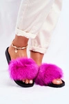 Damskie Klapki z Futerkiem Fuksja Belmondo