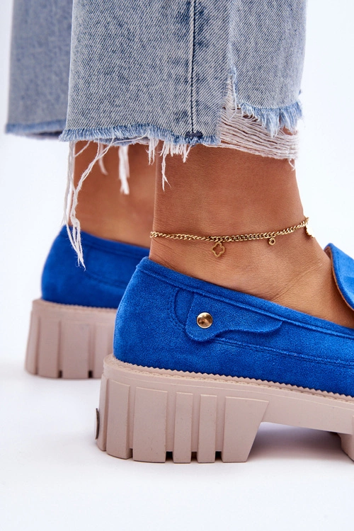 Damskie Zamszowe Wsuwane Półbuty Niebieskie Fiorell