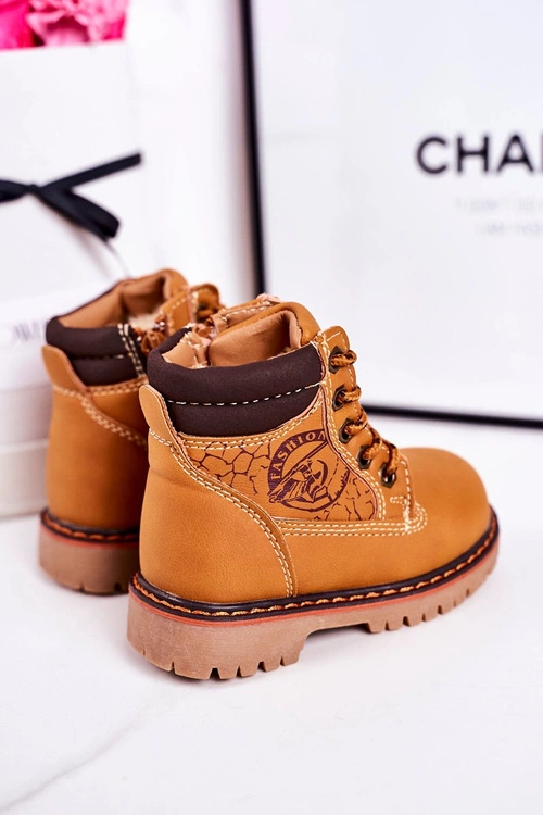 Dziecięce Ocieplane Botki Traperki Na Gumowej Podeszwie Karmelowe Bobby